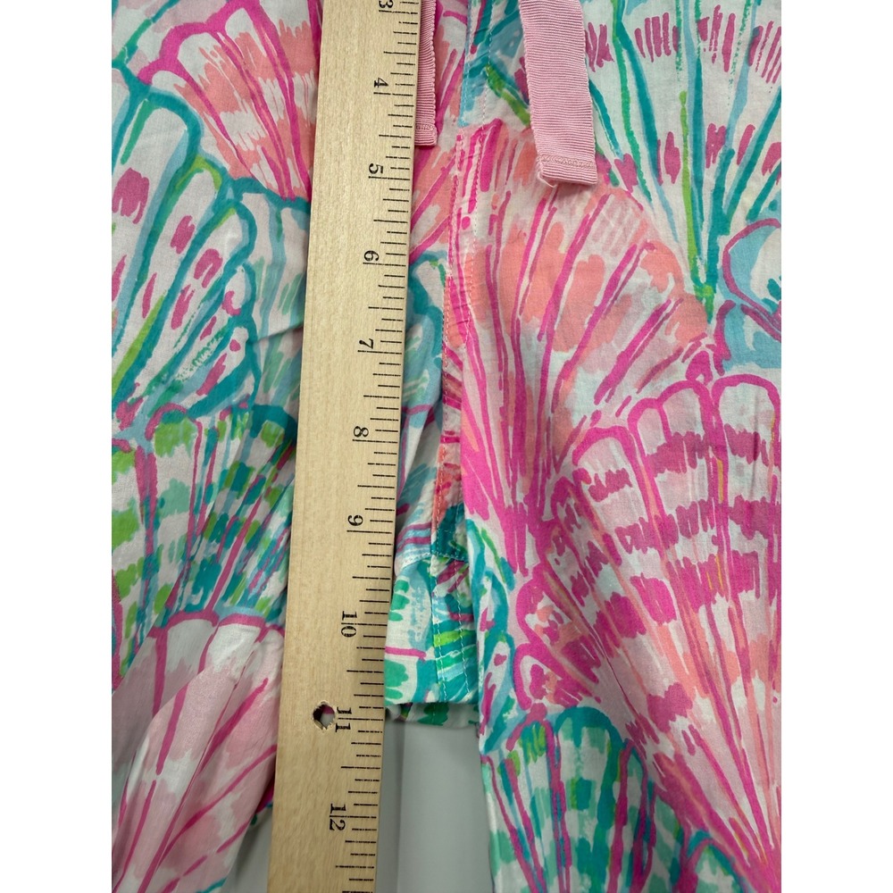 Lilly Pulitzer Pajama Pants Womens Large Pink Green Shell Print Cotton PJs - Picture 5 of 8